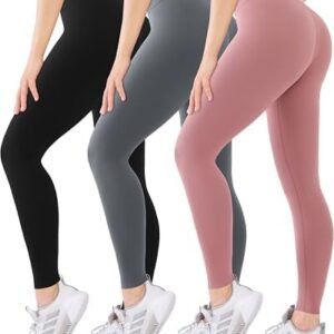 Blisset 3 Pack High Waisted Leggings for Women-Soft Athletic Tummy Control Pants for Running Yoga Workout Reg & Plus Size