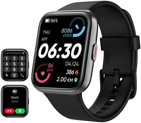 Smart Watch for Men Android & iPhone, Alexa Built-in, 1.8″ Touch Screen Fitness Tracker with Answer/Make Calls, IP68 Waterproof Heart Rate/Sleep/SpO2 Monitor, Pedometer, 100+ Sport Modes