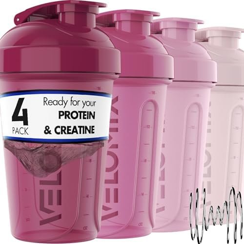 -4 PACK- 20 OZ Protein Shaker Bottles for Protein Mixes, Shaker Cups for Protein Shakes, Small Shaker Bottle Pack, Shaker Cup, Shakers for protein Shakes (Berry Blend-4 Pack)