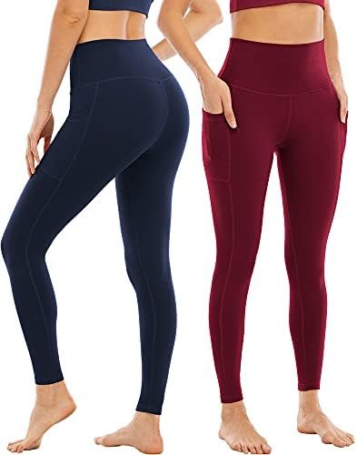 4 Pack Leggings with Pockets for Women,High Waist Tummy Control Workout Yoga Pants - Image 2