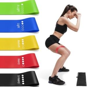 Resistance Bands for Working Out, Exercise Bands Resistance Bands Set with 5 Resistance Levels, Multi-Colored Workout Bands for Indoor and Outdoor Fitness, Leg Strength Training, Rehab, Yoga