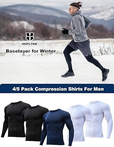 4/5 Pack Workout Compression Shirts Men Long/Short Sleeve Rash Guard Athletic Undershirt Gear T Shirt for Sports - Image 5