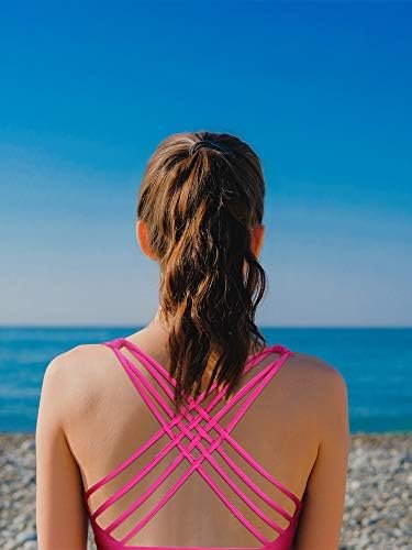 Patelai 2 Pack Padded Sports Bra for Women, Workout Strappy Tank Top Sexy Cross Back Racerback Seamless Comfortable Yoga Bra - Image 6