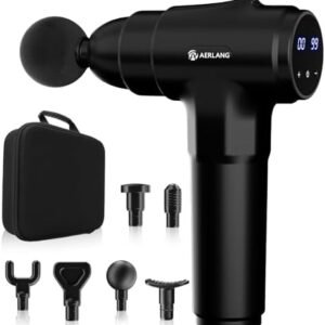 AERLANG Massage Gun Deep Tissue,Electric Muscle Back Massage Gun, Neck Massager for Pain Relief, Percussion Massager with 6 Massages Heads & 20 Speed Back Massager Gun,Birthday Gifts for Men Women