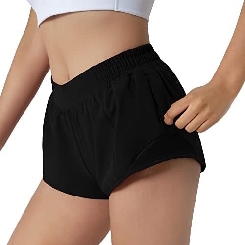 Aurefin Running Shorts for Women,Quick Dry Athletic Sports Shorts Lightweight Active Workout Gym Shorts with Zip Pocket - Image 2