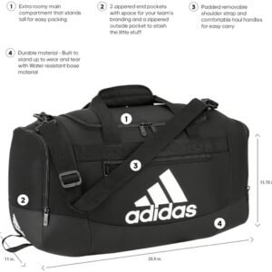 adidas Unisex Defender 4.0 Gym Duffel Bag for Men and Women, Black/White, Small (38L)