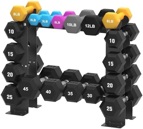 Dumbbell Rack Stand Only, Weight Rack for Dumbbells Strength Training Dumbbell Racks Red and Black 5 Tier 450LBS Capacity Weight Rack for Home Gym Weight Storage Organizer Racks, Suitable for 8-30 LBS