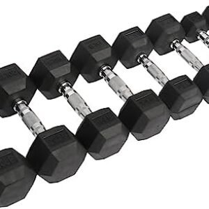 Premium Rubber Coated Hex Dumbbell Weight Set, Multiple Packages