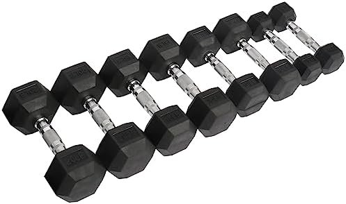 Premium Rubber Coated Hex Dumbbell Weight Set, Multiple Packages - Image 2