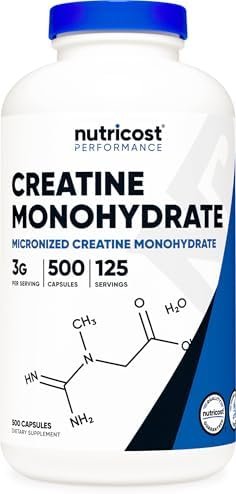Nutricost Micronized Creatine Monohydrate 3,000mg 500 Capsules, 125 Servings, 750mg of Creatine Monohydrate Per Capsule