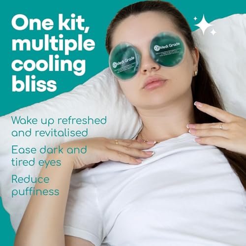 Medi Grade Cooling Ice Face Mask and Cooling Eye Mask for Puffy Eyes & Migraine Relief - Self Care Face Ice Pack with ChillGel Face Ice Mask Technology - Cooling Face Mask, Eye Pads and Bag - Image 4