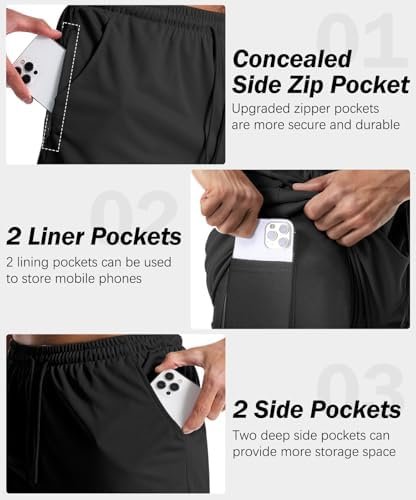 Aolesy Men's Gym Shorts with Liner - 5” Lightweight Running Shorts Mesh Workout Athletic Shorts with 5 Pockets - Image 4