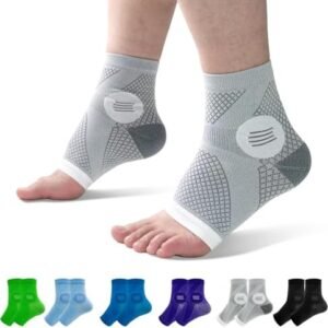 6Pairs Neuropathy Socks for Women and Men, Toeless Compression Socks, Soothe Relief Compression Socks, Compression Socks for Plantar Fasciitis, Achilles Tendonitis Relief, Arch Support (Large)