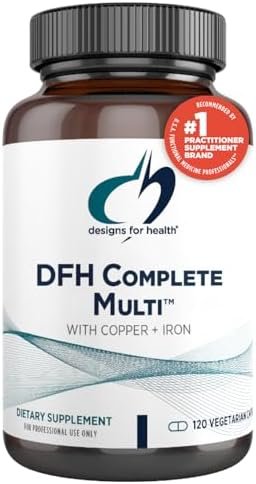 Designs for Health DFH Complete Multi with Copper + Iron – Comprehensive Multi Vitamin + Mineral Supplement with Folate, 1000 IU Vitamin D, Immune Support Vitamins – Multivitamin (120 Capsules)