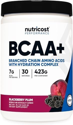 Nutricost BCAA + Hydration Powder (BlackBerry Plum) 30 Servings – Branched Chain Amino Acids with Hydration Complex – Gluten-Free, Non-GMO