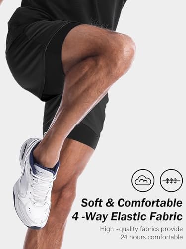 Aolesy Men's Gym Shorts with Liner - 5” Lightweight Running Shorts Mesh Workout Athletic Shorts with 5 Pockets - Image 5