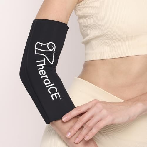 TheraICE Elbow Ice Pack Compression Sleeve for Injuries, Reusable Gel Cold Packs Brace for Knee, Shin Splints, Calf Strain, Flexible Cold Wrap Recovery for Tennis Elbow, Tendinitis Pain Relief (S) - Image 5