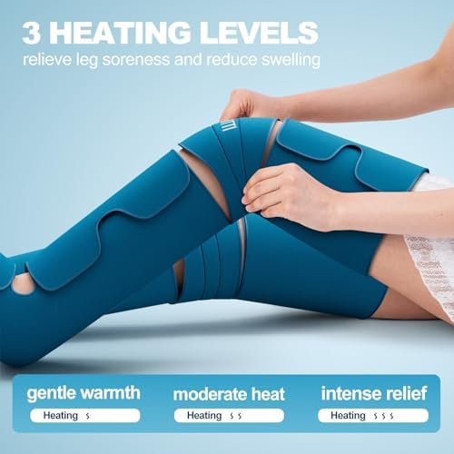 Professional Air Compression Leg Massager with Heat - Ideal Christmas, Mother's Day & Father's Day Gifts for Women, Men, Dad & Mom from Daughter or Son - Pain Relief for Foot, Calf, Knee & Thigh - Image 4