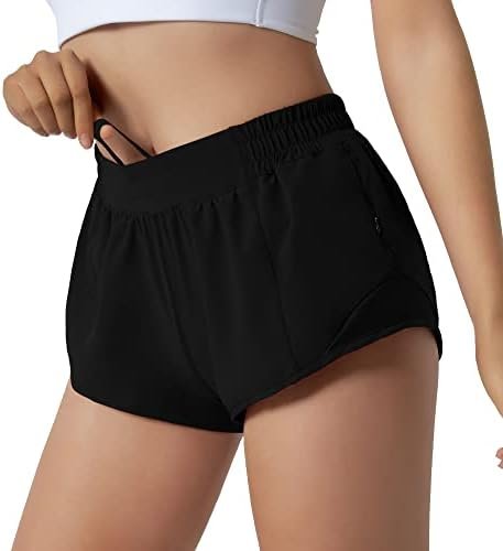 Aurefin Running Shorts for Women,Quick Dry Athletic Sports Shorts Lightweight Active Workout Gym Shorts with Zip Pocket