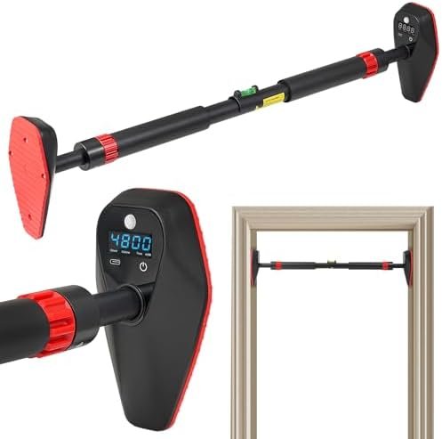 Adjustable Smart Pull Up Bar for Doorway,Installation Reminder,No Screw,Count/Timer/Calorie Tracker at Home Gym