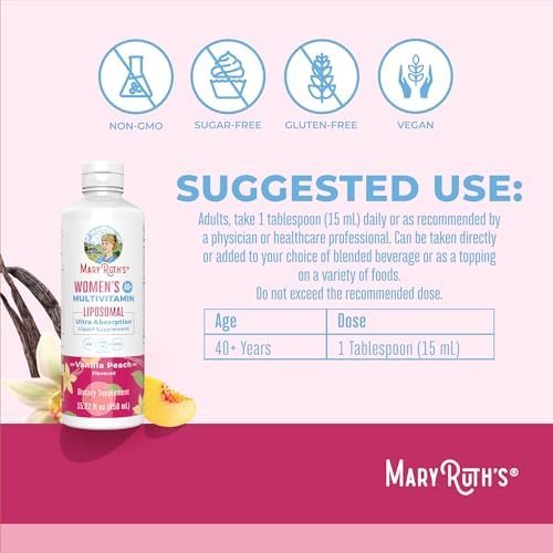 MaryRuth Organics Multivitamin for Women 40+, Womens Multivitamin Liposomal, Immune Support Supplement, Energy Supplements & Sleep Aid, Vegan, Sugar Free, Non-GMO, 15.22 Fl Oz - Image 3