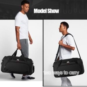 55L Sports Duffle Bags Large Gym Duffel Bag Workout Bag for Men – Black