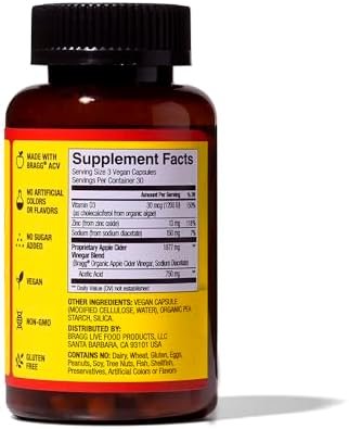 Bragg Apple Cider Vinegar Capsules with Vitamin D and Zinc - 90 Capsules - Supports The Immune System - Image 7