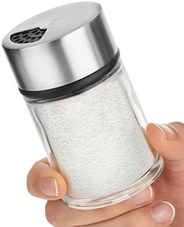 Salt Shaker or Pepper Shaker with Adjustable Pour Holes – Stainless Steel Spice Dispenser – Perfect for Pink Himalayan, Table Salt, Black and White Pepper. (2.4 oz)