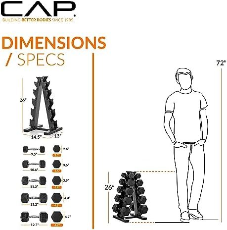 CAP Barbell Dumbbell Set with Rack | Multiple Options in 150lbs and 210lbs - Image 5