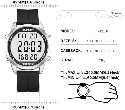 Pedometer Watch for Walking for Senior No App Required with Steps Calories Counter and LCD Large Numbers - Image 7