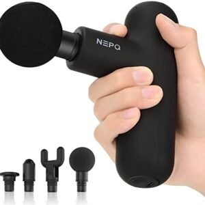 Mini Massage Gun, Powerful Fascial Gun Portable Deep Tissue Percussion Muscle Back Head Massager for Pain Relief with 4 Massage Heads High-Intensity Vibration Rechargeable Small Massage Gun