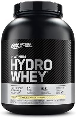 Optimum Nutrition Platinum Hydrowhey Protein Powder, 100% Hydrolyzed Whey Isolate Powder, Flavor: Velocity Vanilla, 3.5 Pounds (Packaging May Vary)