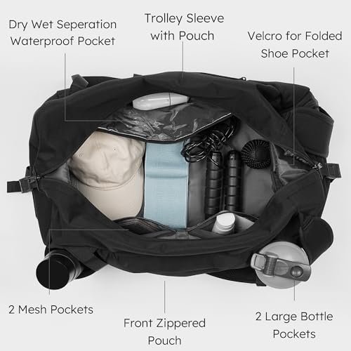 Gym Bag for Men with Shoes Compartment and Wet Pocket Convertible Duffle Bag and Gym Backpack Waterproof Sports Bags for Men with 2 Bottle Holders Multipurpose Weekender Overnight Bag -Black - Image 6