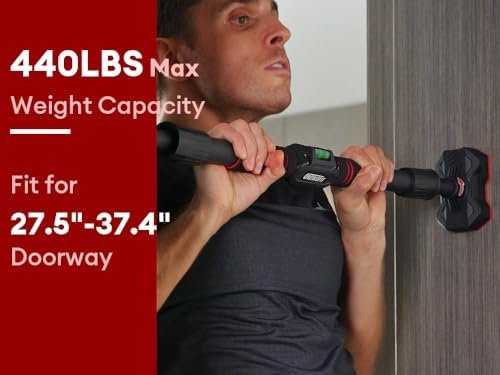 ONETWOFIT Pull Up Bar For Doorway, Door Frame Pull Up Bar No Screw Adjustable Width Portable Chin Up Bar For Home Gym Upper Body Workout Exercise Fitness Bar, Max 440Lbs - Image 2