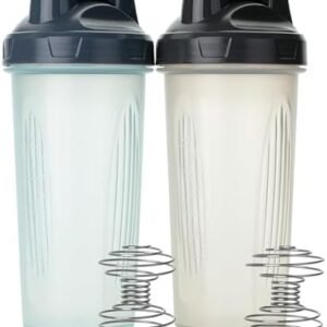 Mr. Pen- Shaker Bottles for Protein Mixes, 28 oz, 2 Pack, Clear, Protein Shaker Bottle with Wire Whisk Ball, Blender Bottle