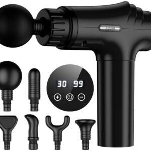 AYURA Massage Gun Deep Tissue, Percussion Muscle Massager Gun, Handheld Back Massager for Pain Relief, Mini Massage Gun with 30 Speeds and 6 Heads for Athletes Men Women (Black)