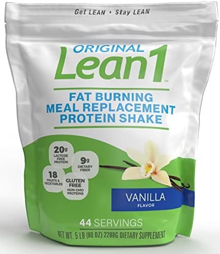 Lean1 Vanilla 5 Pound (44 servings), Fat Burning Meal Replacement