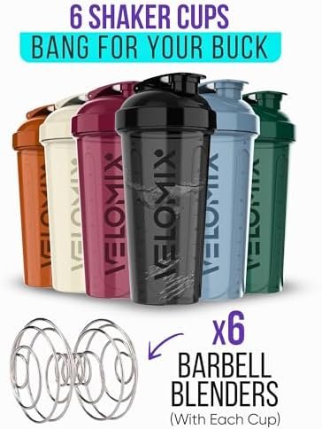 -6 PACK- Shaker Cups for Protein Shakes 28 oz - 6x Wire Whisk | Leak Proof Protein Shaker Bottle for Protein Shakes, Shaker Bottle Pack for Pre & Post Workout, Shaker Cup - Image 3