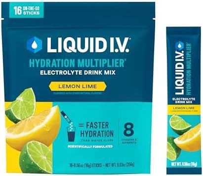 Liquid I.V.® Hydration Multiplier – Lemon Lime | Electrolyte Powder Drink Mix | 1 Pack (16 Servings)