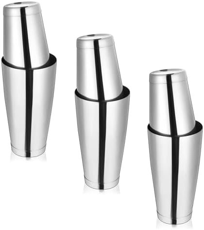 6 Pcs Cocktail Shakers Professional Bar Shaker Boston Shaker Set Martini Shakers Drink Mixer Shake for Drink Mixing 18 oz, 28 oz (Silver)