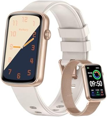 RUIMEN Fitness Tracker, Fitness Watches for Women Men with Heart Rate Monitor Blood Oxygen Sleep Tracker Pedometer, 1.47″ Smart Watch Step Calorie Counter for Android iOS IP68 Waterproof (Starlight)