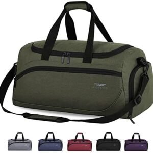 FIORETTO 35L Mens Sports Gym Duffle Bag with Wet Pocket & Shoe Compartment, Overnight Weekender Bag with Padded Shoulder Strap, Ideal for Travel, Gym, Sports, Swimming, Green
