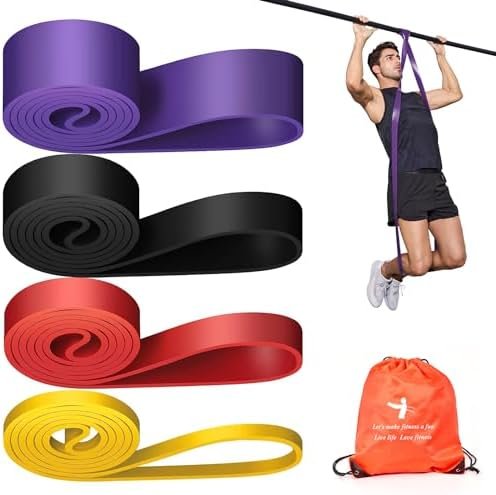 Pull Up Assistance Bands Set 5 LBS – 230 LBS, Long Resistance Bands for Pull Ups Working Out, Gym Workout Bands for Men Exercise Muscle Training and Shape Body – Carry Bag Included