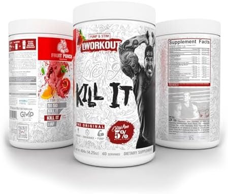 5% Nutrition Rich Piana Kill It Pre Workout Powder w/Creatine, Caffeine, Beta Alanine, Hydroprime Glycerol for Pump, Strength, Endurance | 14.25 oz, 40 Srvgs (Fruit Punch) - Image 8
