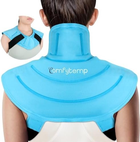 Comfytemp Ice Pack for Neck Shoulders Pain Relief with Straps, FSA HSA Eligible, Reusable Gel Shoulder Ice Pack Wrap, Cold Compression Physical Therapy Recovery for Upper Back, Cervical Injuries (S)