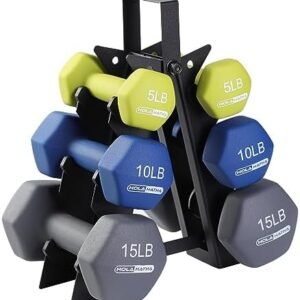 HolaHatha Neoprene Dumbbell Free Hand Weight Set with Rack, Ideal for Home Exercises to Gain Tone and Definition
