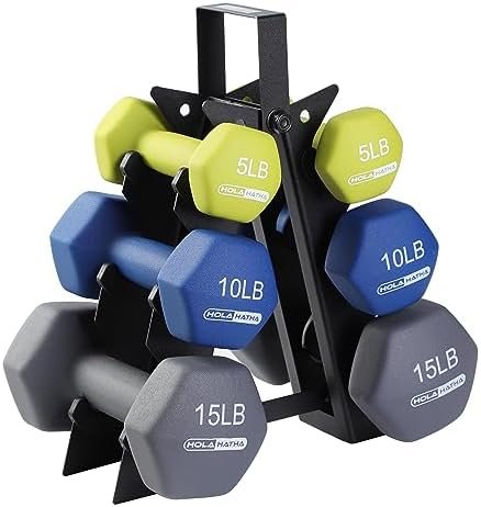 HolaHatha Neoprene Dumbbell Free Hand Weight Set with Rack, Ideal for Home Exercises to Gain Tone and Definition