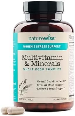 NatureWise Multivitamin for Women + Stress Support + B-Complex + Vitamin C + D3 K2 for Immunity, Hair, Skin & Nails, Digestion + Whole Organic Foods – Vegetarian, Non-GMO – 60 Capsules[1-Month Supply]