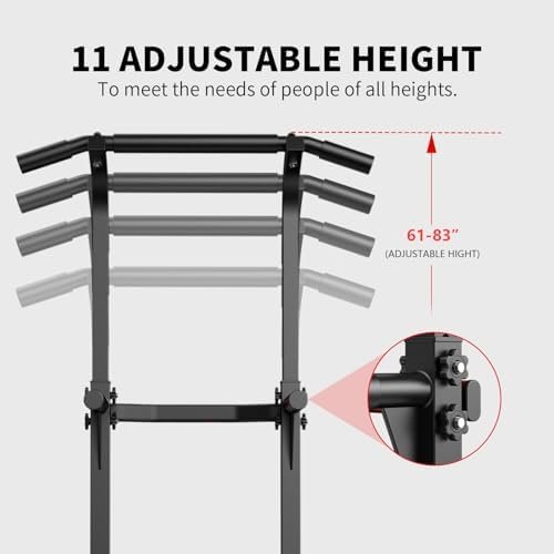 ZENOVA Pull Up Bar Dip Bar Power Tower Workout Dip Station Height Adjustable Free Standing Chin Up Bar for Men Women Teens 300LBS Weight Capacity - Image 4