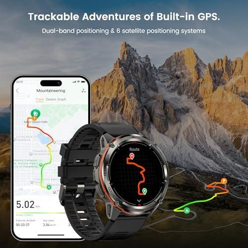 KOSPET Tank T3 Ultra Smart Watch for Men GPS, Extra-Long Battery, 50M Waterproof, Stainless Steel Unibody Rugged Smartwatch with Bluetooth Calling, 1.43" AMOLED Display, Pressure&Altitude&Compass - Image 4